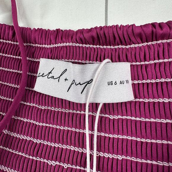 Petal & Pup Dress Womens 6 Magenta Vikki Pleated Sweatheart Midi Party Cocktail - Picture 5 of 14